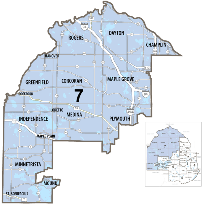 Map of Hennepin County commissioner district 7